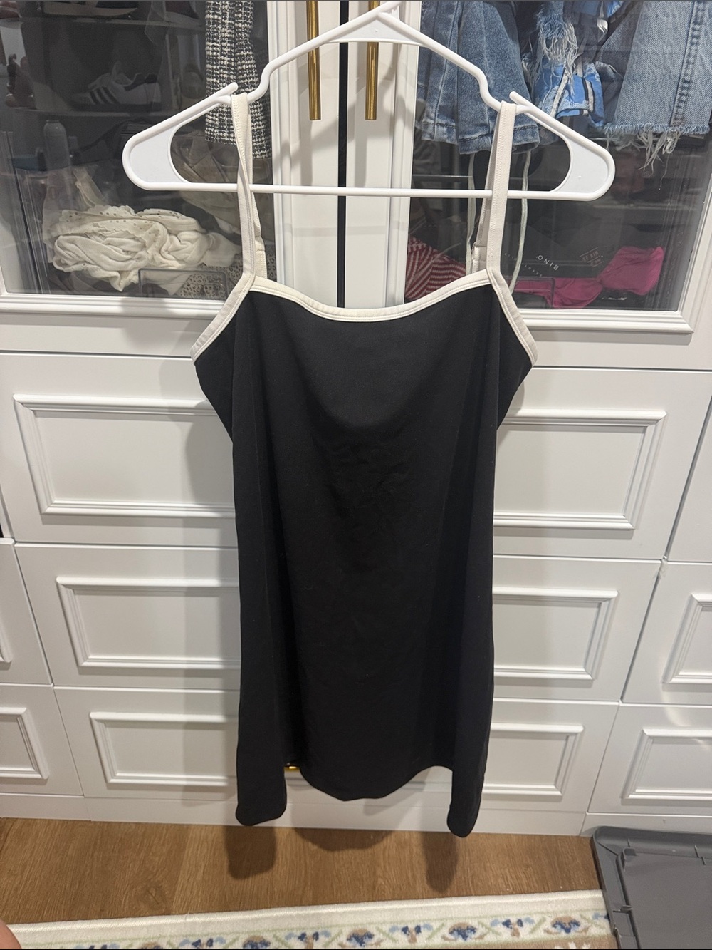 wild fable Black Mini Slip Dress with Cream Trim